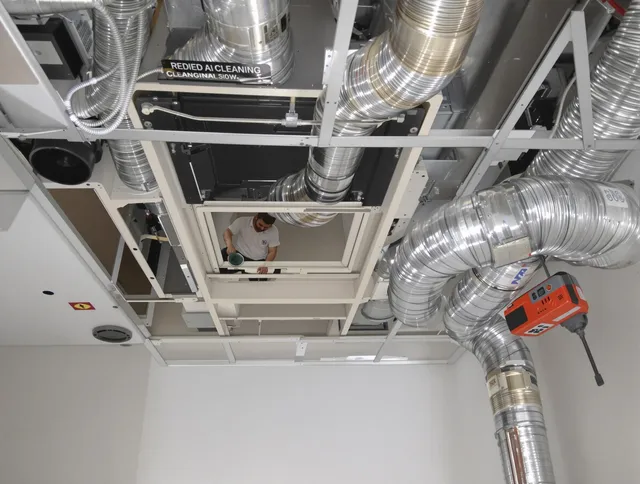 Central Falls Air Duct Cleaning technician performing detailed central duct system cleaning in Central Falls